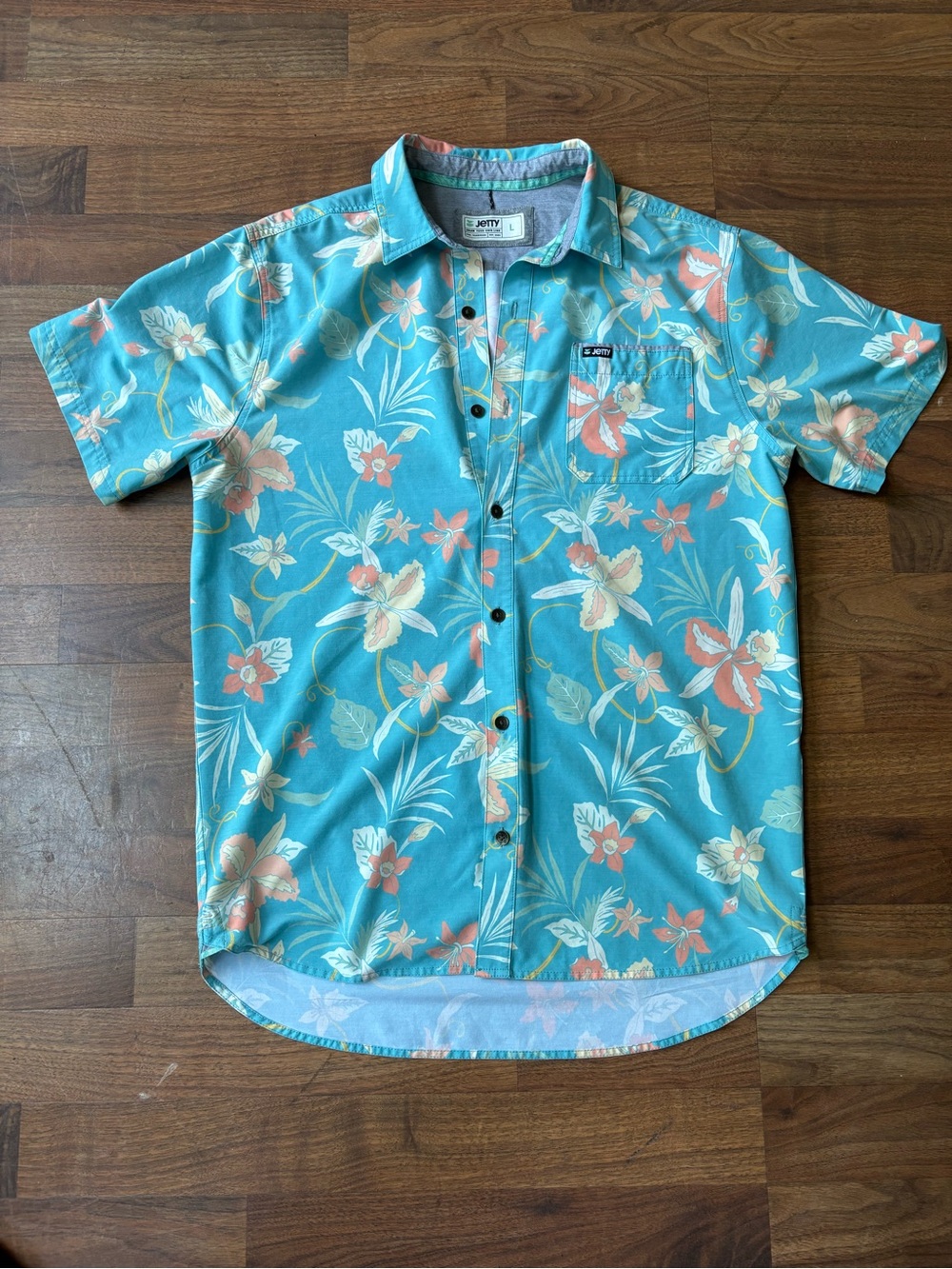 Jetty Teal Floral Short-Sleeve Button-Down Shirt